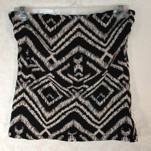 2000s geometric print black and white tube top boho